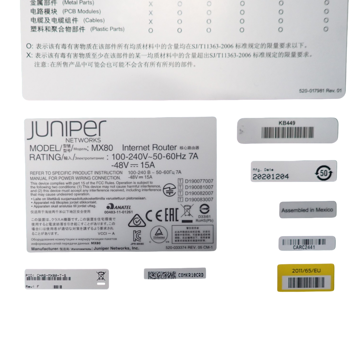 Juniper MX80-T 6-Slot 2U Modular Dual PSU Enterprise Router with Timing Support