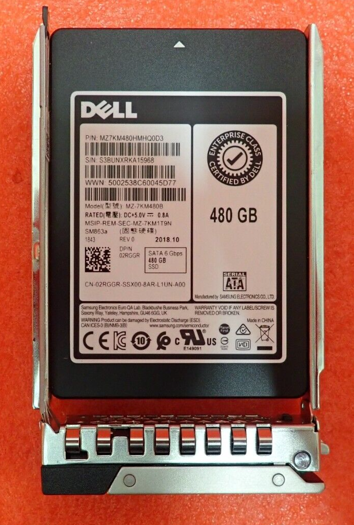 Dell PowerEdge 480GB 2.5" SATA 6Gb/s MLC Mixed Use SSD 2RGGR MZ-7KM480B