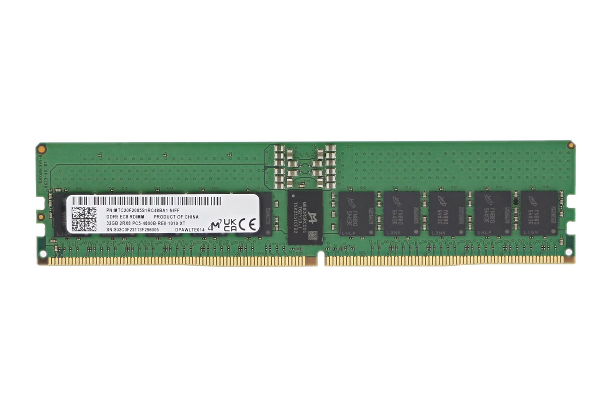 Micron 32GB 2RX8 PC5-4800B DDR5-38400 ECC RDIMM Memory RAM MTC20F2085S1RC48BA1