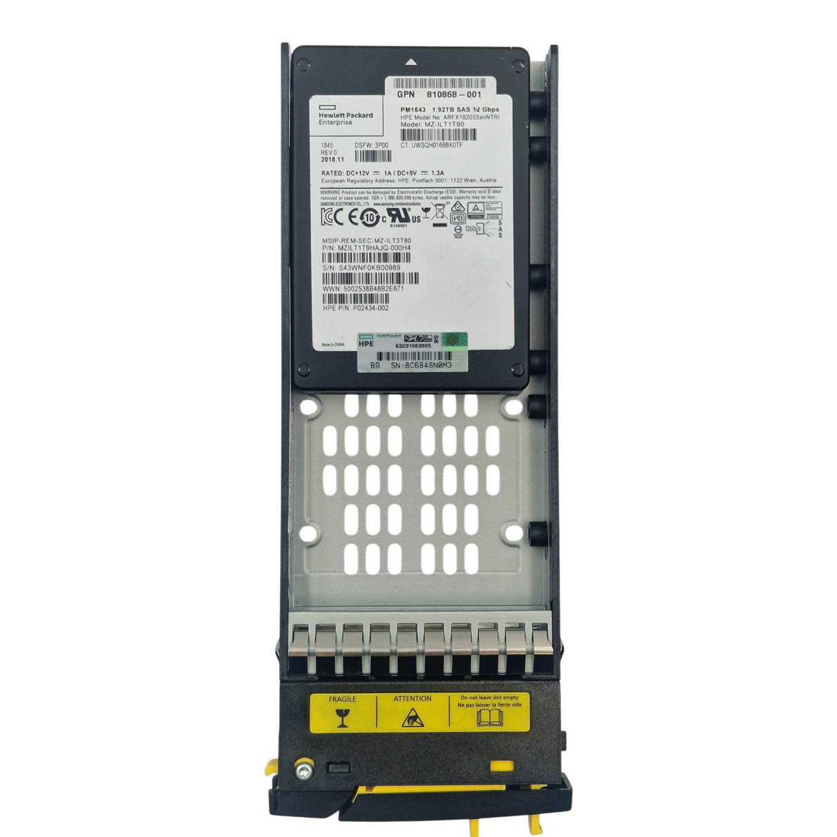 HPE 3PAR 1.92TB SAS 12G 2.5" SFF Enterprise SSD K2P89B For StoreServ 8000