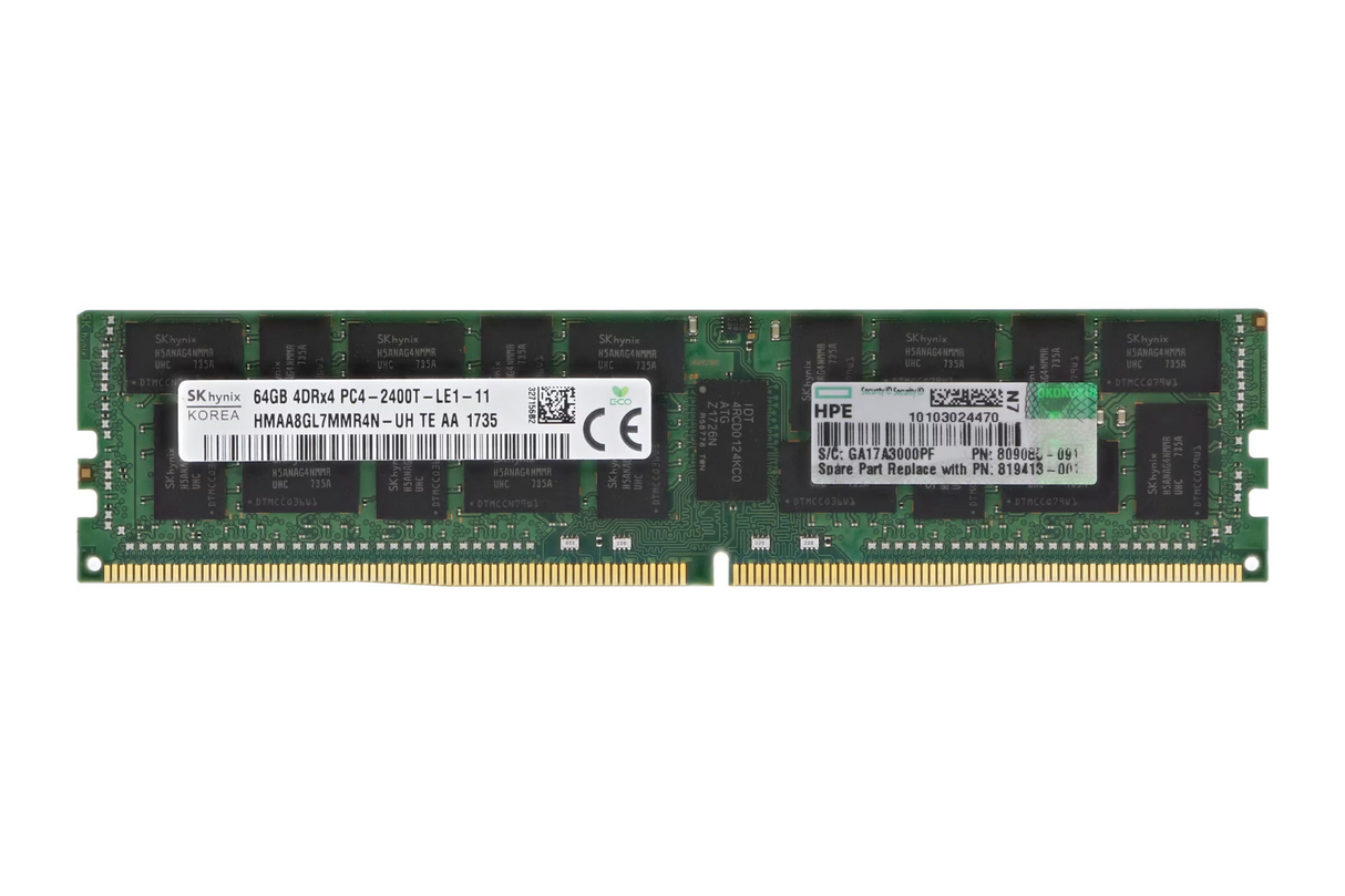 HPE 64GB 4DRx4 PC4-2400T DDR4-19200 ECC LRDIMM RAM Memory 809085-091 805358-B21