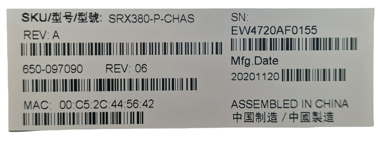 Juniper SRX380-P-SYS-JB-AC 16x 1GE RJ45 PoE+ 4x 10GE SFP+ 1U Firewall Appliance