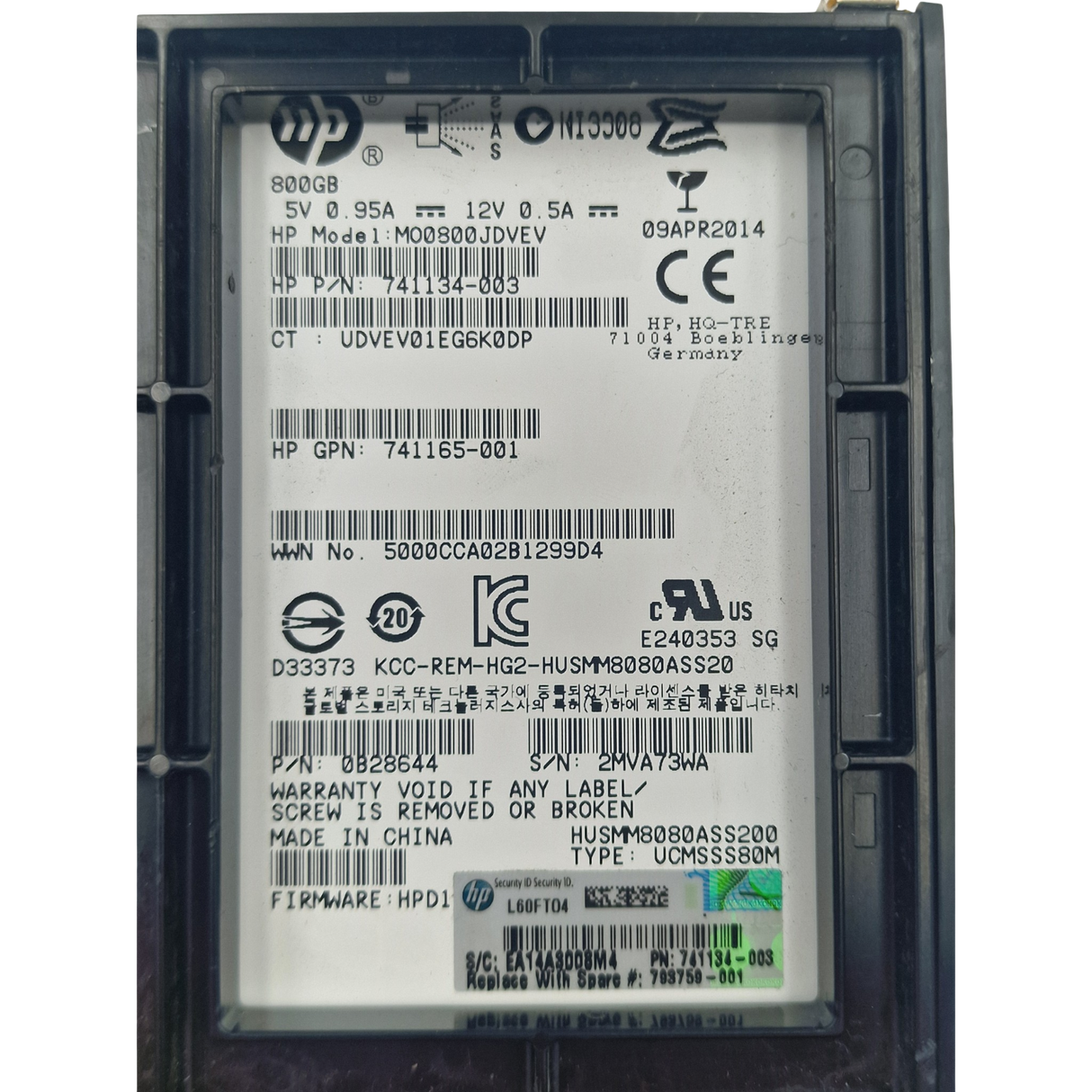 HP Enterprise 800GB SAS 12G 2.5" SSD Solid State Drive 793326-B21