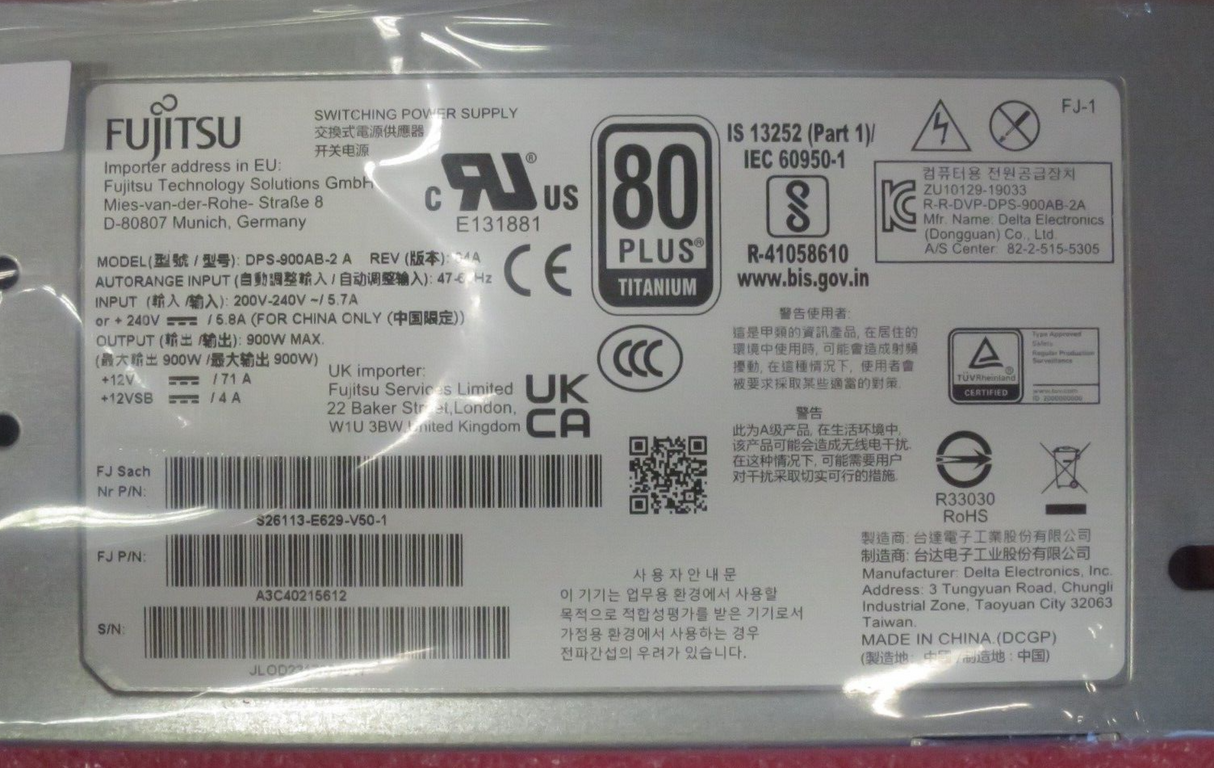 NEW Fujitsu 900W Titanium PSU Modular Hot Plug HP S26113-F629-L10 38064845