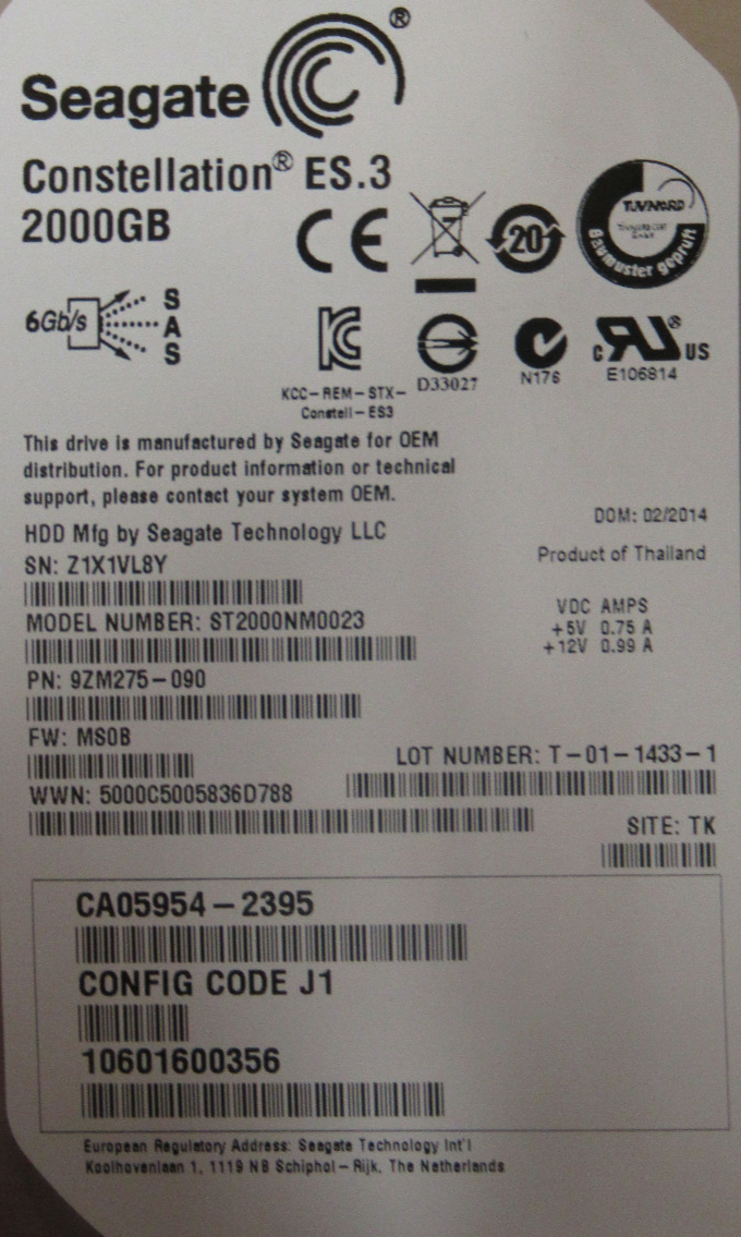Fujitsu FTS:ETFNB2 DX100/200 S3 HD 3.5" 2TB 7.2krpm CA07670-E012