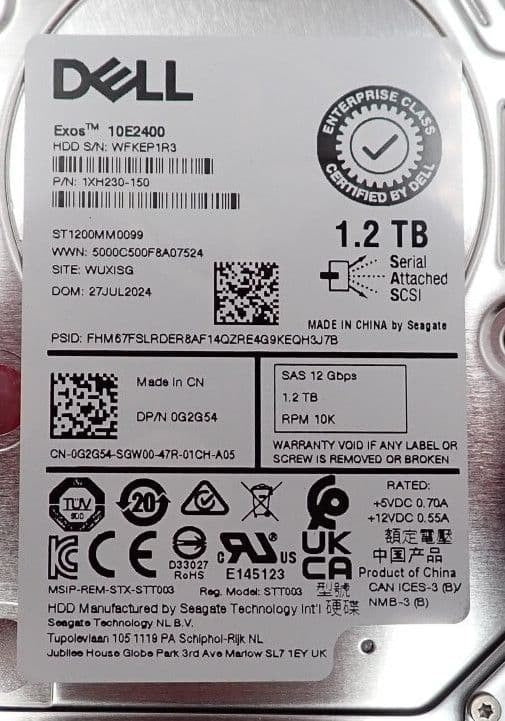 NEW Dell 1.2TB 10K SAS 12Gb/s 512N 2.5" Server Hard Drive HDD G2G54 0G2G54