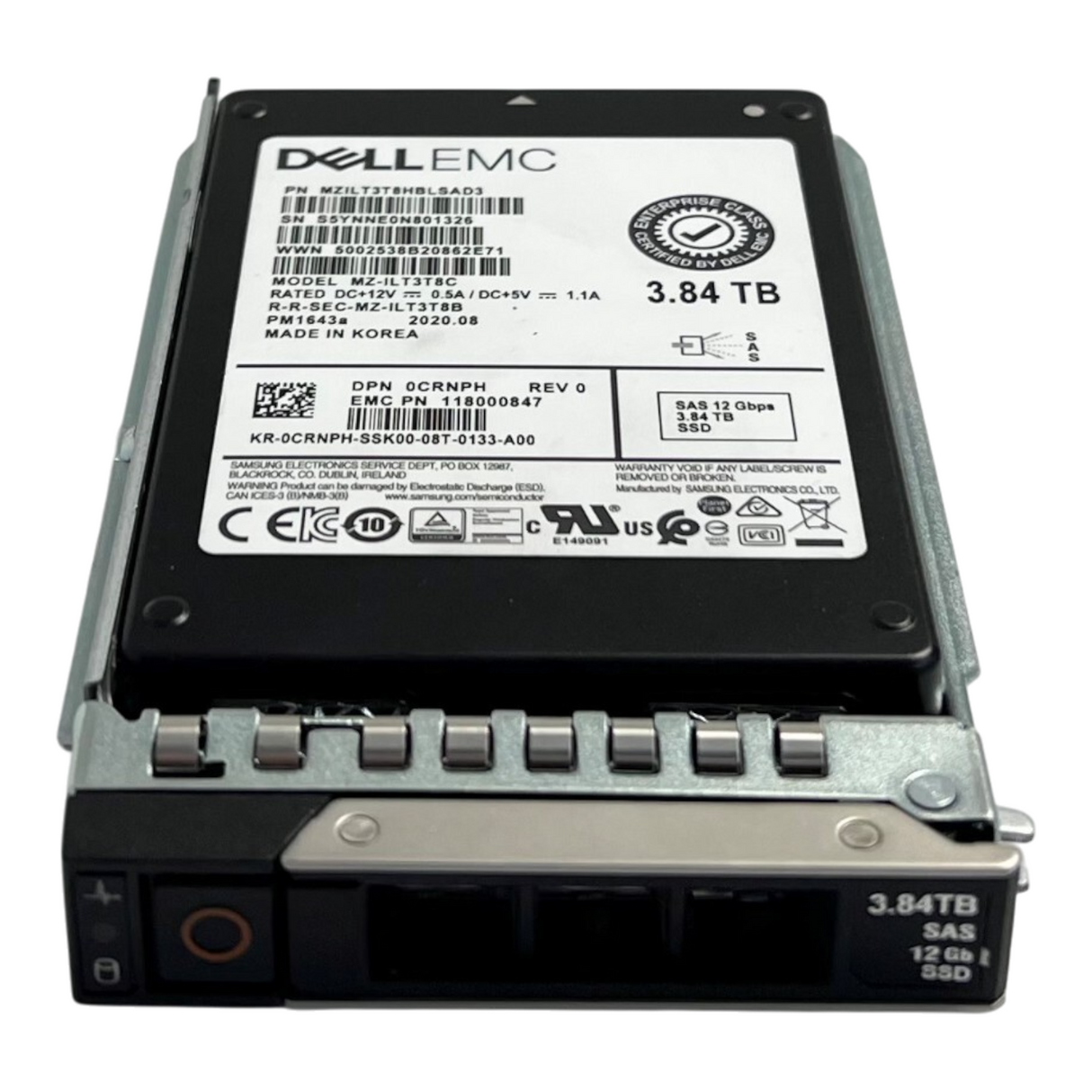 Dell 3.84TB SAS 12G RI Enterprise Class 2.5" SSD CRNPH PM1643a MZ-ILT3T8C
