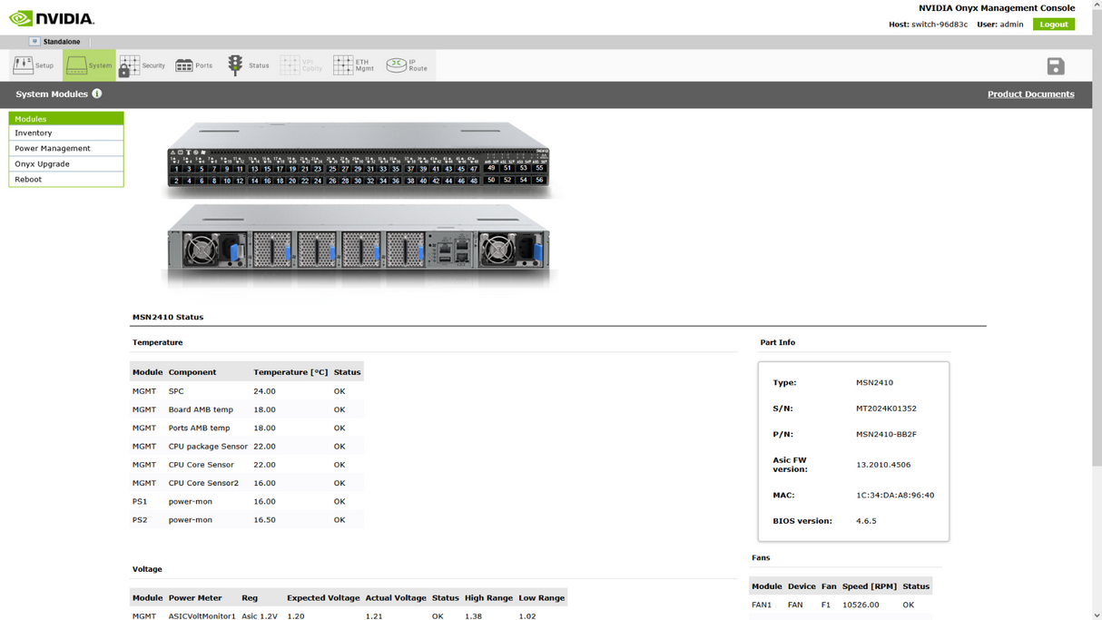 Mellanox SN2410 48x 10G SFP28 8x 100G QSFP28 P2C Ethernet Switch MSN2410-BB2F