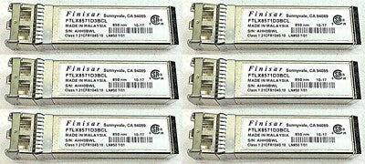 6x Finisar 10G Fibre SFP+ 850nm MMF 300m Transceiver Module FTLX8571D3BCL