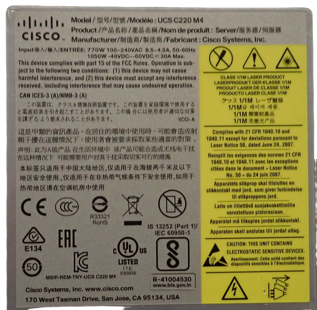 Cisco UCS C220 M4 2x E5-2699V4 256GB DDR4 2x 480GB + 6x 1.9TB SSD 8Bay 1U Server