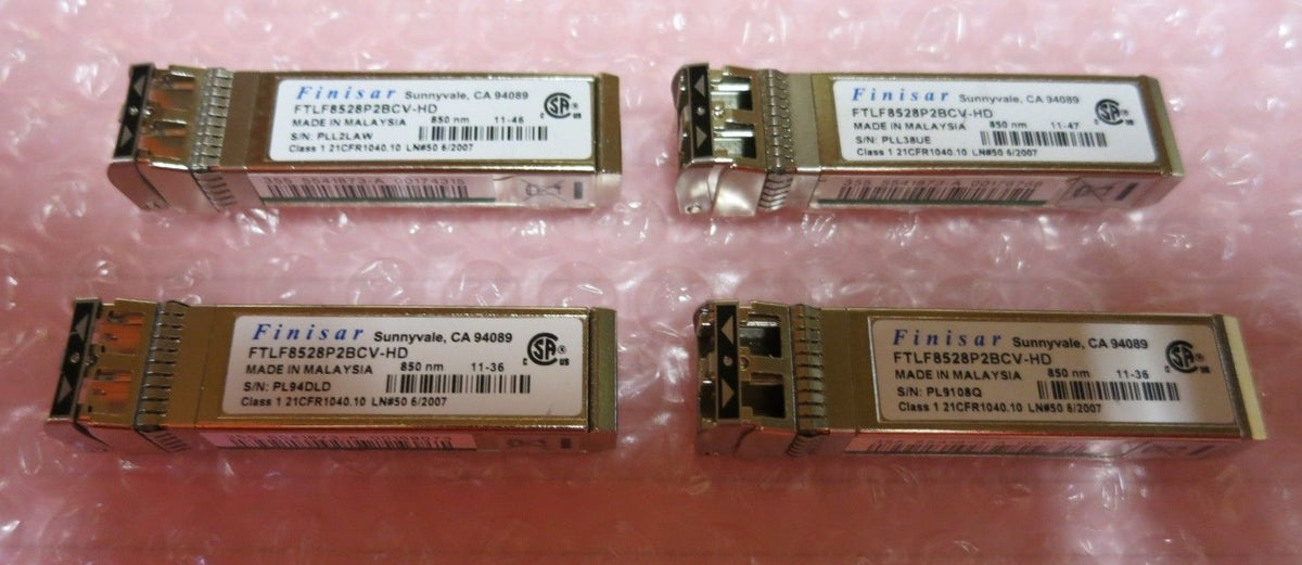 4 x Finisar FTLF8528P2BCV-HD 8G Fibre Channel SFP+ 850nm 500m Transceiver Module