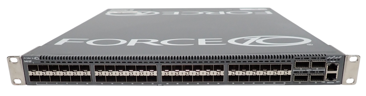 Force10 S4810P S4810-01-64F 48x 10GE SFP+ + 4x 40GE QSFP+ Switch F2B OS9 1x PSU