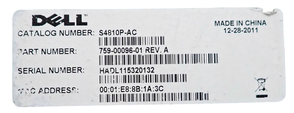 Force10 S4810P S4810-01-64F 48x 10GE SFP+ + 4x 40GE QSFP+ Switch F2B OS9 +1x PSU