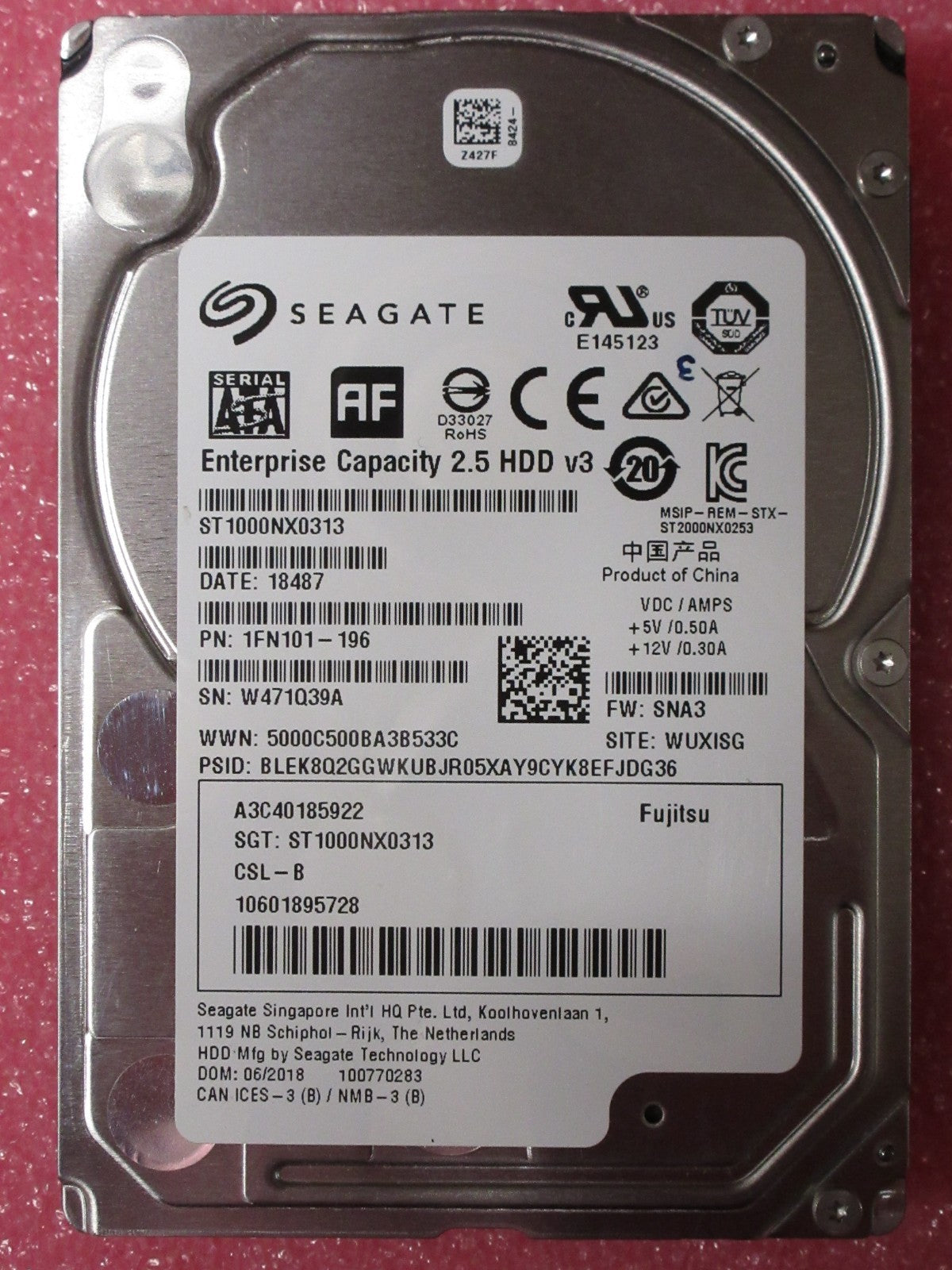 Fujitsu 1TB 7.2K 2.5" 6G SATA A3C40185922 Seagate ST1000NX0313 HDD 10601895728