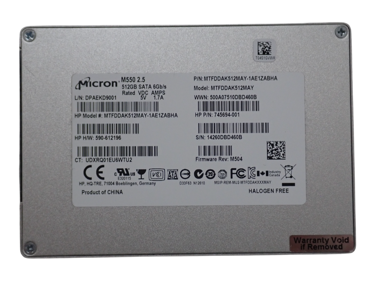 HP 512GB SSD MLC SATA SFF SSD SC Solid State Drive MTFDDAK512MAY 745694-001
