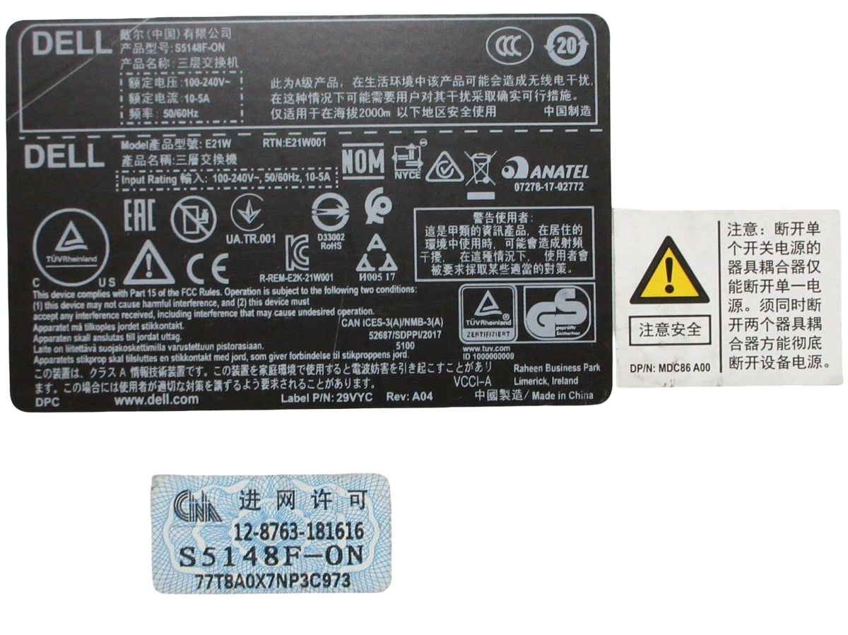 Dell PowerSwitch S5148F-ON RA 48x 25Gb SFP28 6x 100Gb QSFP28 L3 Switch OS10