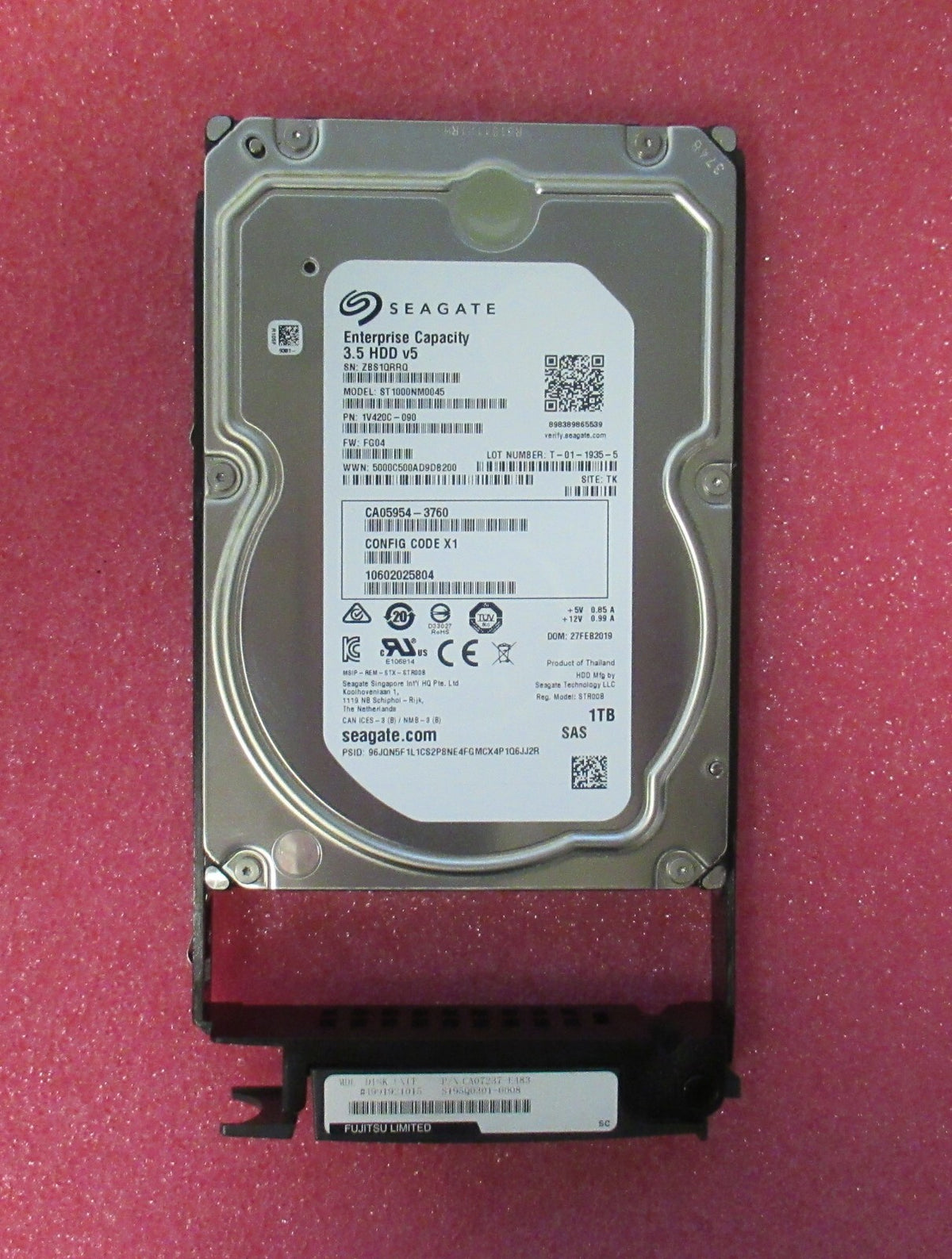 Fujitsu CA07237-E483 Eternus 3.5" 1TB 7.2K 128MB SAS 12Gb/s HDD In Caddy