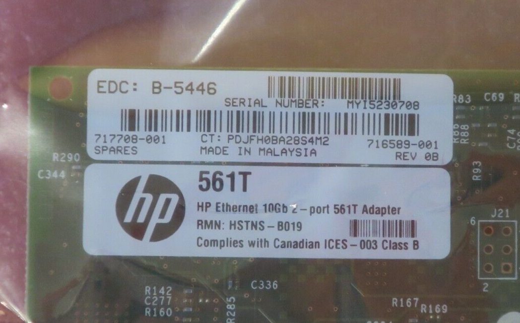 NEW HP 561T 10Gb 2-Port Ethernet Network 10GBASE-T Adapter 717708-001 716591-B21