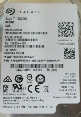 Cisco 600GB SAS 12Gb/s 2.5" 10K Hard Drive HDD UCS-HD600G10KS4K For UCS Servers
