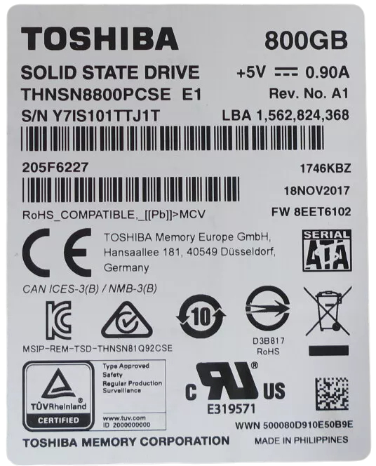 Cisco FPR-MSP-SSD= 800GB 2.5" SATA 6Gb/s Enterprise RI Solid State Drive SSD
