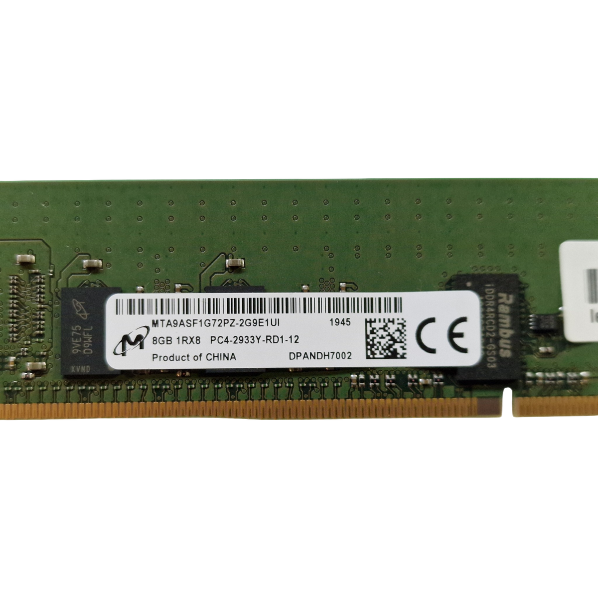 Micron MTA9ASF1G72PZ-2G9E1 Lenovo 8GB 1Rx8 PC4-2933Y ECC RDIMM RAM 01AG630