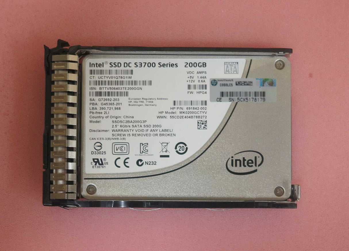 HP 692165-001 200GB 6G SATA SSD HARD DRIVE - 691864-B21, 730053-B21, 730148-001
