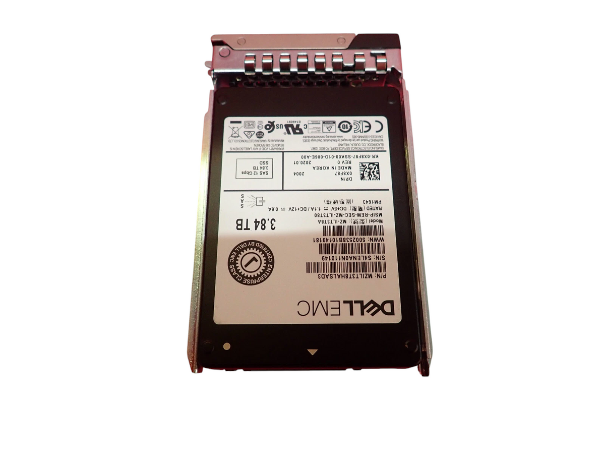 NEW Dell 3.84TB SSD SAS 2.5" 12G X8F87 Samsung MZ-ILT3T8A PM1643 Hot-Plug +caddy