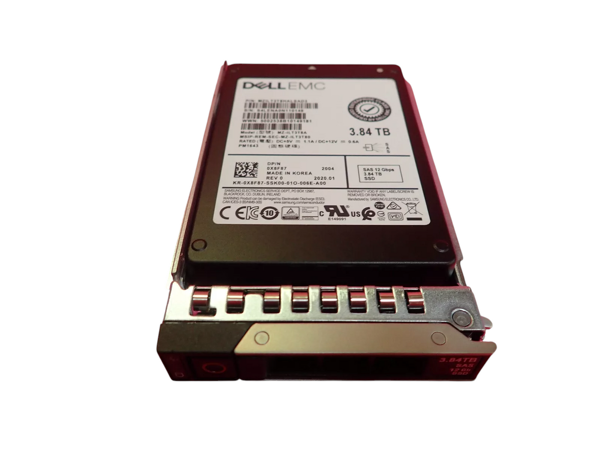 NEW Dell 3.84TB SSD SAS 2.5" 12G X8F87 Samsung MZ-ILT3T8A PM1643 Hot-Plug +caddy