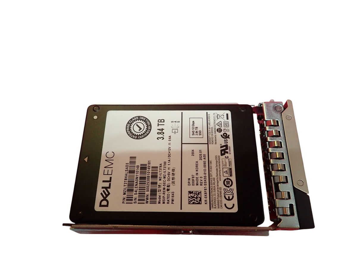 NEW Dell 3.84TB SSD SAS 2.5" 12G X8F87 Samsung MZ-ILT3T8A PM1643 Hot-Plug +caddy