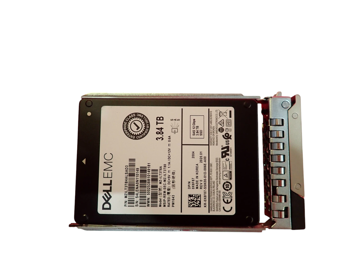 NEW Dell 3.84TB SSD SAS 2.5" 12G X8F87 Samsung MZ-ILT3T8A PM1643 Hot-Plug +caddy