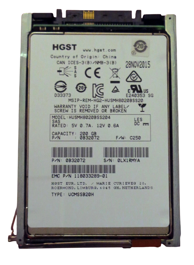 EMC 200GB Flash 6/12G SAS 2.5" SSD Solid State Drive 005051195 V6-2S6F-200