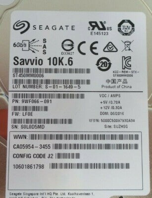 Fujitsu Eternus DX S2 450GB 2.5" SAS 6Gb/s 10K Hard Drive HDD CA07339-E685