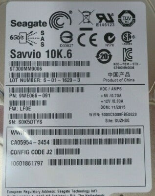 Fujitsu Eternus DX S2 300GB 2.5" SAS 6Gb/s 10K Hot-Plug HDD CA07339-E684