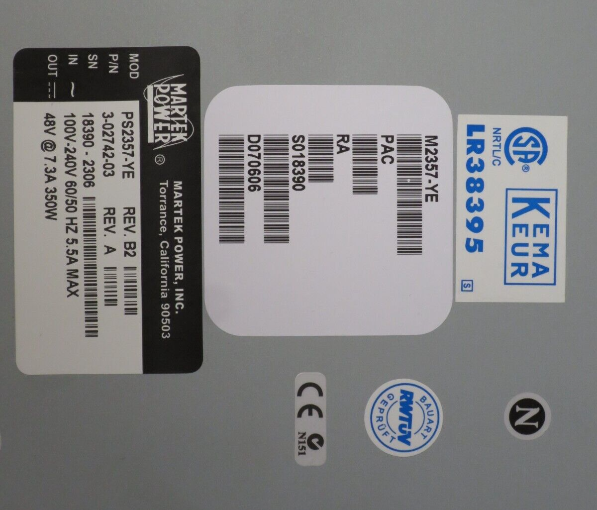 Martek Power 48v 7.3A 350W  100-240V Power Supply - 3-02742-03 for IBM TS3310