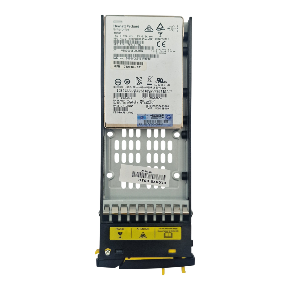HPE 3PAR 480GB SAS 6G 2.5" SFF Enterprise SSD Solid State Drive E7W54B