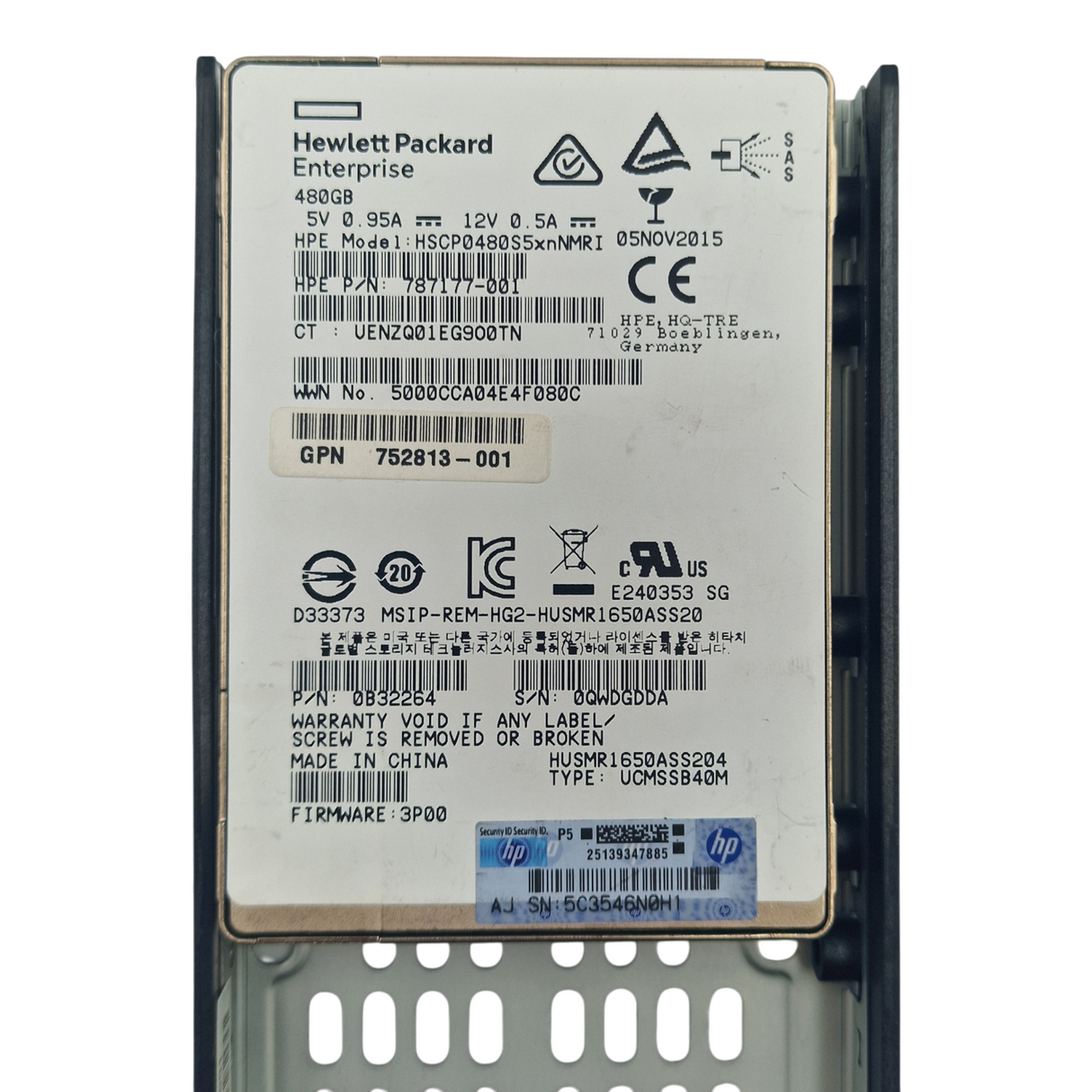 HPE 3PAR 480GB SAS 6G 2.5" SFF Enterprise SSD Solid State Drive E7W54B