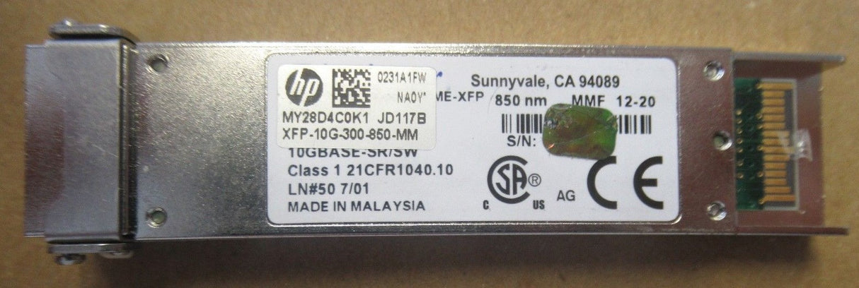 HP 10G Base-SR/SW 850nm Multi-mode 300m 850nm XFP Transceiver Module JD117B