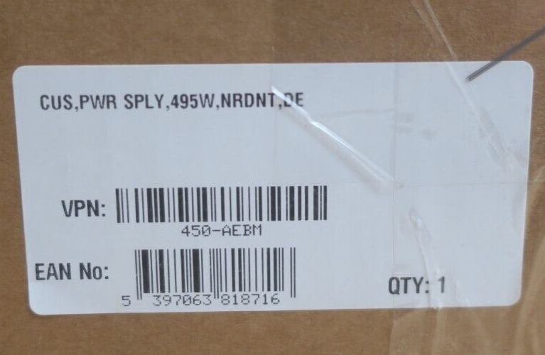 New Dell 495W Redundant Hot-Plug Power Supply PSU 80Plus Platinum Y6XYK 450-AEBM
