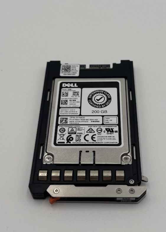 Dell Y7MDD 200GB USATA 6GBPS Enterprise 1.8" SSD THNSF8200CAME + JV1MV Caddy