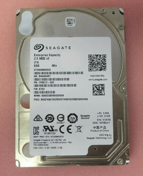 Seagate 2TB 7.2K SAS 12Gb/s 4Kn Enterprise 2.5" Hard Drive HDD ST2000NX0323