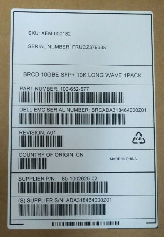 New Brocade 10GbE 10GBase-LR SFP+ Optical Transceiver Module XEM-000182