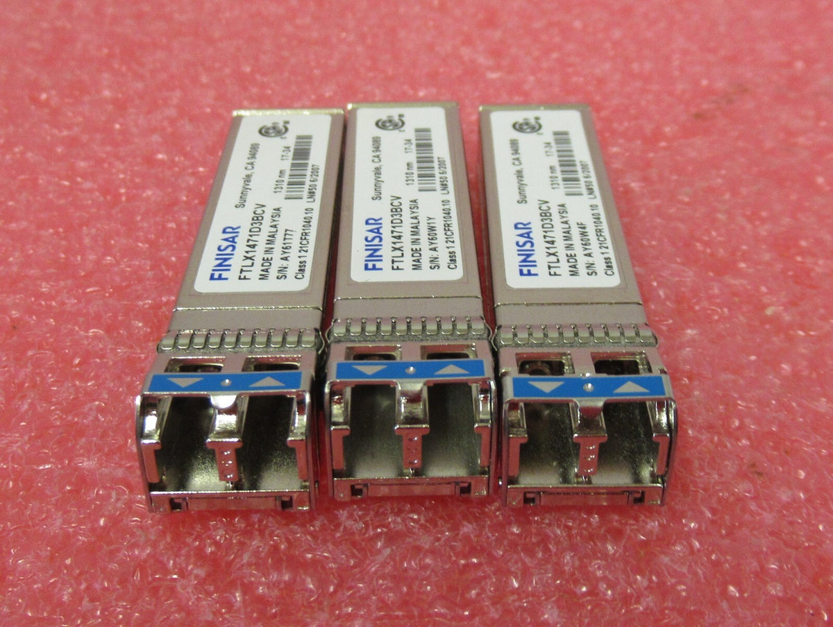 3x FINISAR FTLX1471D3BCV 10Gbps 10GBase-LR SMF 10km 1310nm Duplex LC 10GE module