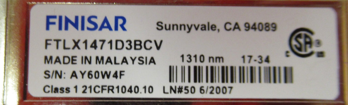 3x FINISAR FTLX1471D3BCV 10Gbps 10GBase-LR SMF 10km 1310nm Duplex LC 10GE module