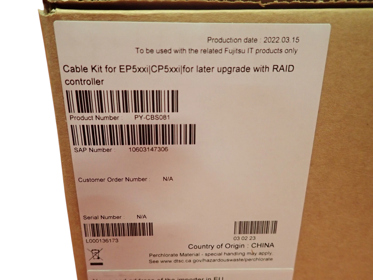 New Fujitsu RX2540 M6 RAID Controller Upgrade Cable Kit EP5xxi/CP5xxi PY-CBS081