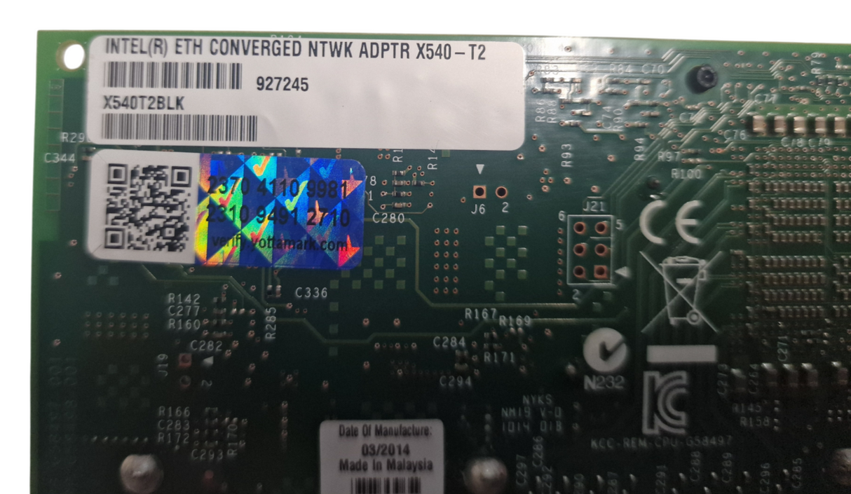 Intel X540-T2 Dual Port 10GbE Base-T RJ-45 Converged Network Adapter X540T2BLK
