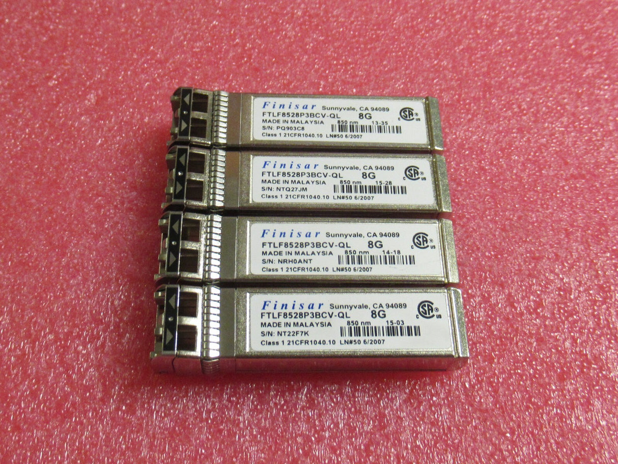 4x Finisar FTLF8528P3BCV-QL 8Gb 850NM Fiber Channel SW SFP Optical Transceiver