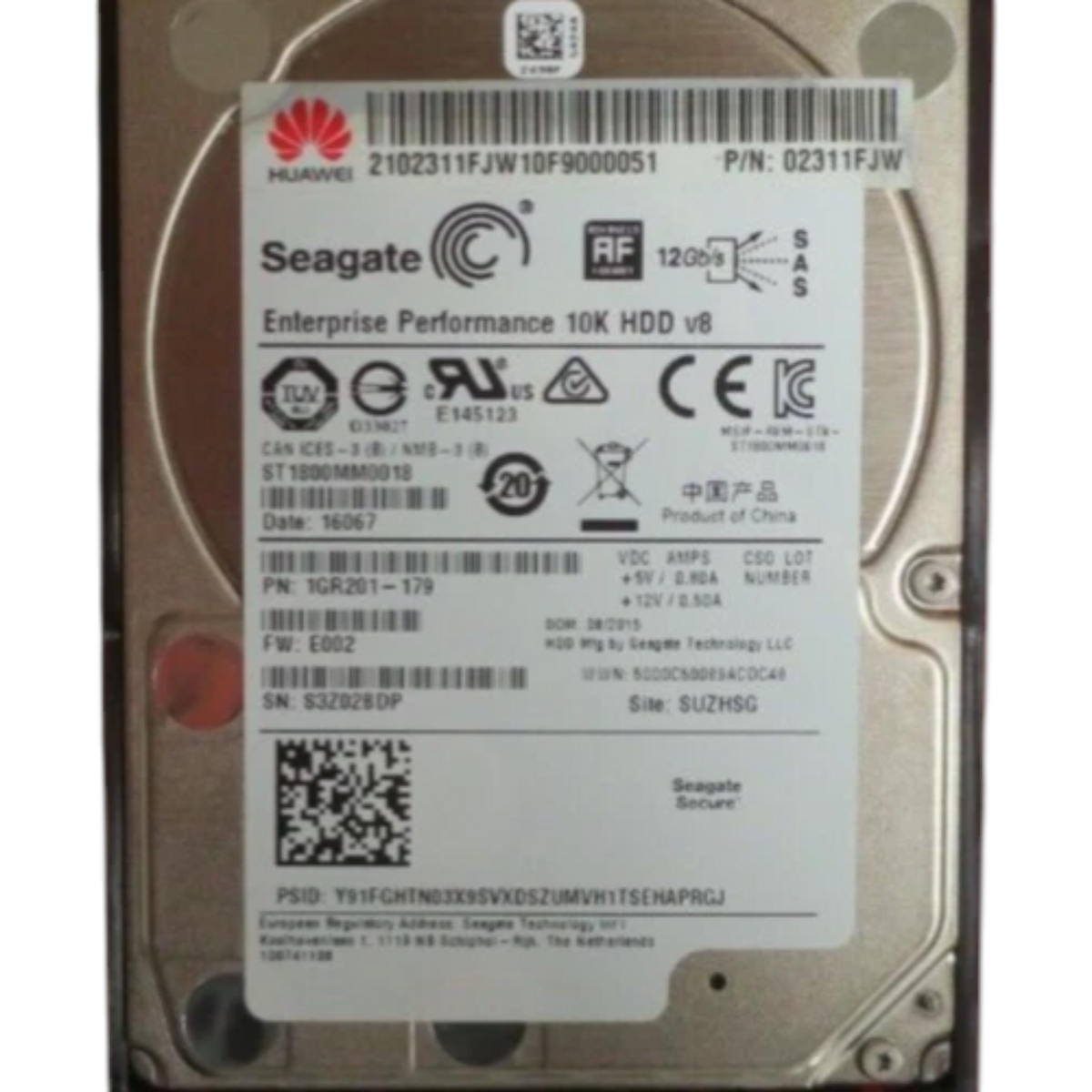 Huawei 1.8TB 10K SAS 12Gb/s 128MB 2.5" Hard Drive HDD 02311FJW ST1800MM0018