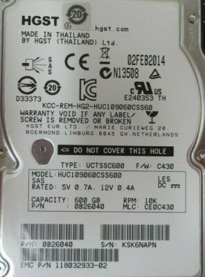 EMC 600GB 10K 6G SFF SAS 2.5" Hot-Plug Hard Drive HDD 005049804 V6-2S10-600