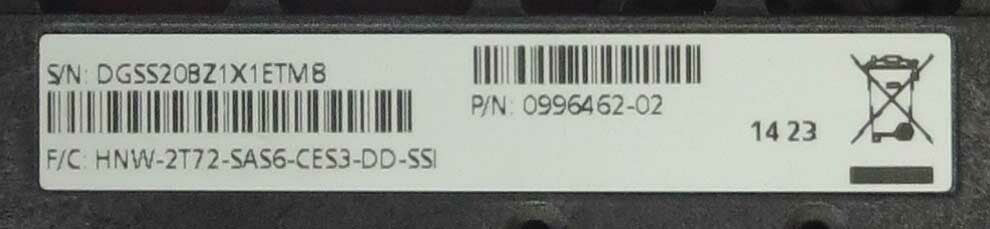 StorSimple 2TB 3.5" SAS 6GB 7.2K 128MB HDD HNW-2T72-SAS6-CES3-DD-SSI 0996462-02
