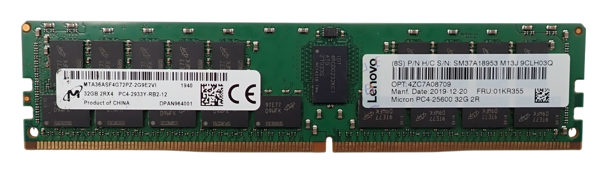 Lenovo 32GB 2Rx4 PC4-2933Y DDR4 REG ECC Server Memory MTA36ASF4G72PZ-2G9 01KR355